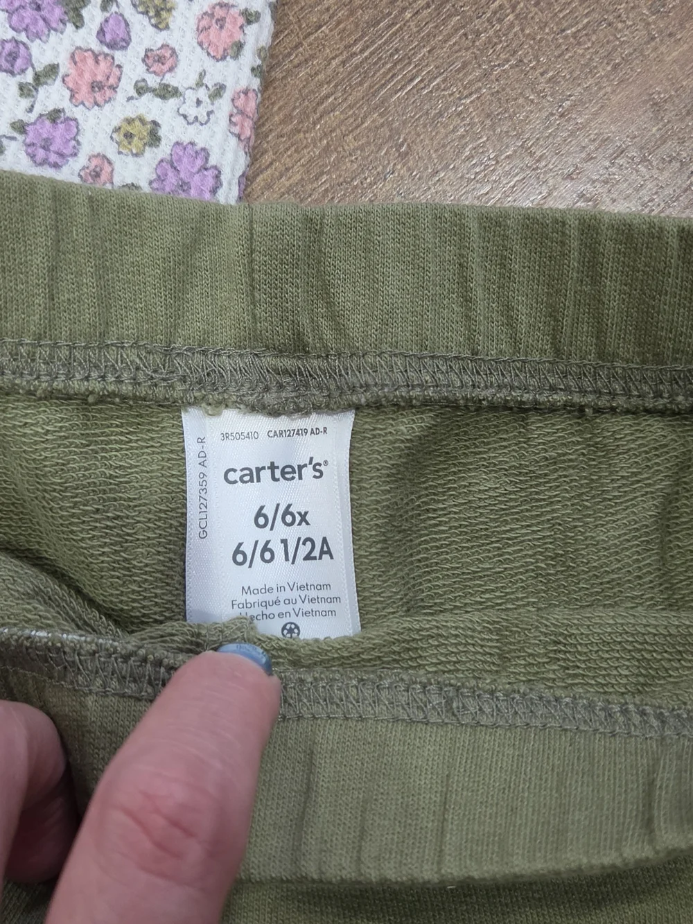Carter's Olive Cargo Pants with Pink & Purple Floral Top